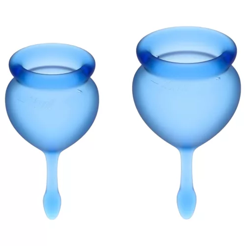 / Satisfyer Feel Good - szilikon menstruációs kehely szett (kék, 2 db)
