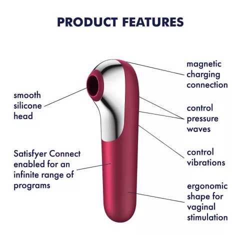 Satisfyer Dual Love - app-vezérelt csiklóvibrátor, csiklóizgató (piros)