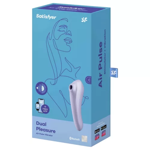 Satisfyer Dual Pleasure - App-vezérelt léghullámos 2in1 vibrátor (lila)