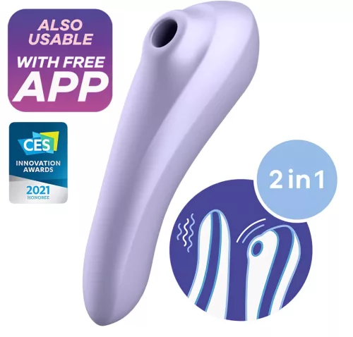 Satisfyer Dual Pleasure - App-vezérelt léghullámos 2in1 vibrátor (lila)