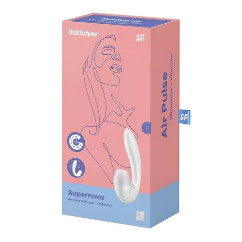 Satisfyer Supernova - akkus, léghullámos 2in1 vibrátor (fehér)