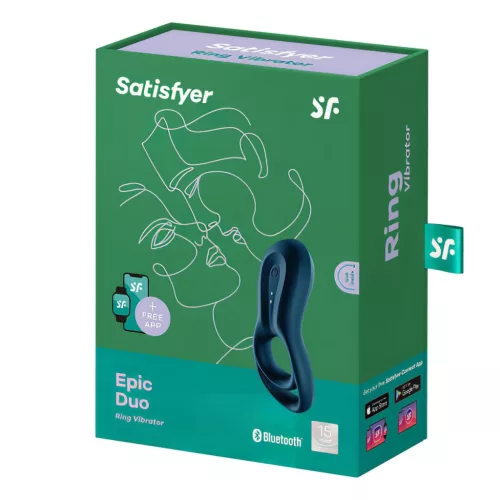 Satisfyer Epic Duo – App-vezérelt vibrációs péniszgyűrű, férfiaknak (fekete)