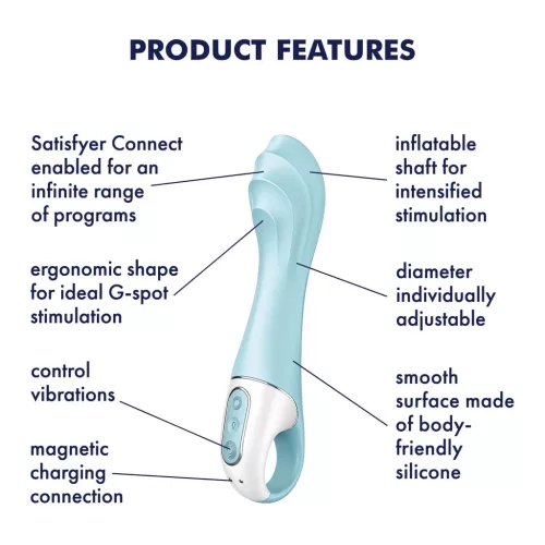 Satisfyer Air Pump Vibrator 5 – App-vezérelt (kék)