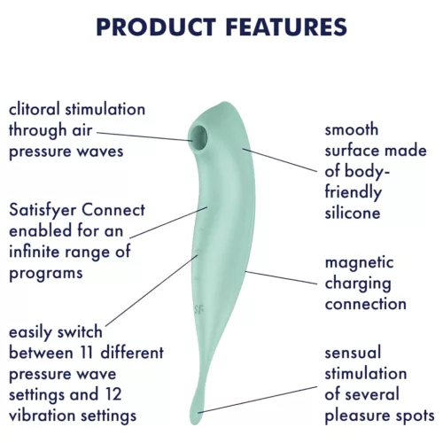 Satisfyer Twirling Pro - App-vezérelt csiklóvibrátor (menta)