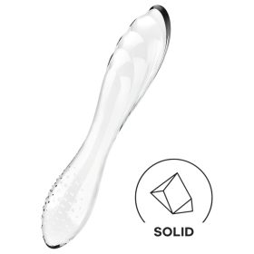   Satisfyer Dazzling Crystal 1 - kétvégű üveg dildó (átlátszó)