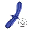 Satisfyer Double Crystal - kétvégű üveg dildó (kék)