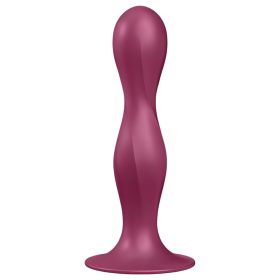   Satisfyer Double Ball-R - tapadókorongos súlyozott dildó (piros)
