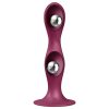 Satisfyer Double Ball-R - tapadókorongos súlyozott dildó (piros)