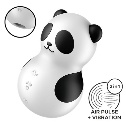 Satisfyer Pocket Panda - léghullámos csiklóizgató (fekete)