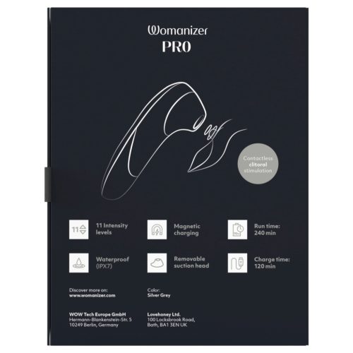 Womanizer Pro - léghullámos csiklóizgató (szürke)