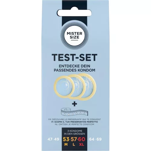 Mister Size Test-Set - óvszer próbacsomag méretmérő szalaggal (3 db)