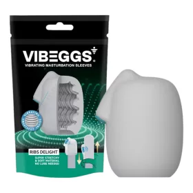   VIBEGGS Ribs Delight - vibrációs tojás maszturbátor férfiaknak (fehér)