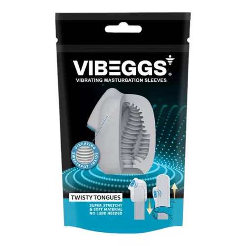 VIBEGGS Twisty Tongues - vibrációs tojás maszturbátor (fehér)