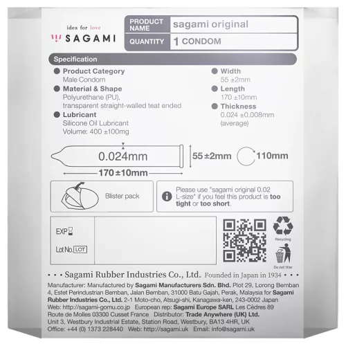 Sagami Original 0,02 - óvszer - 55mm (1db)