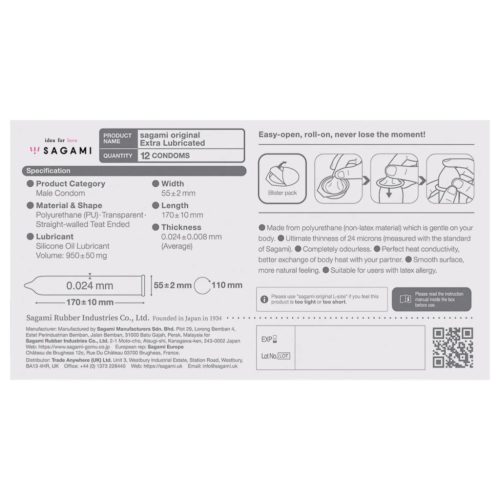Sagami Original 0.02 - extra síkosított óvszer - 55mm (12db)