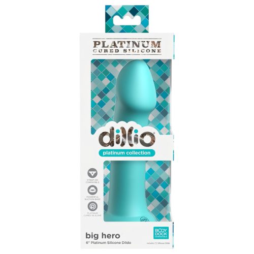 Dillio Big Hero - tapadókorongos dildó (17cm) - türkiz