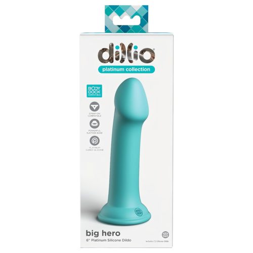 Dillio Big Hero - tapadókorongos dildó (17cm) - türkiz