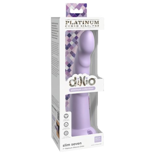 Dillio Slim Seven - tapadókorongos stimuláló dildó (20cm) - lila
