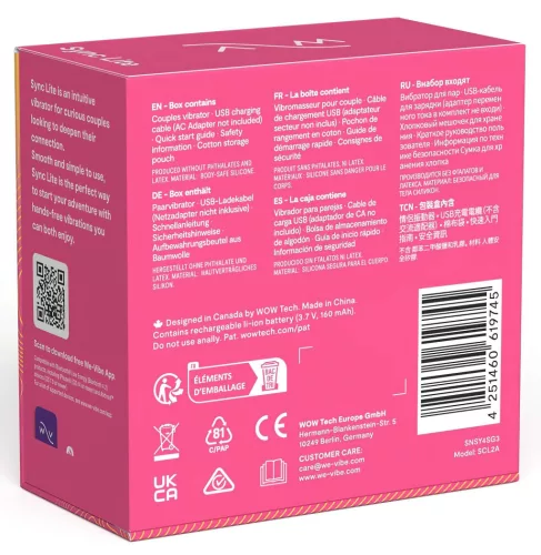 We-Vibe Sync Lite - App- és távirányítós párvibrátor (pink)