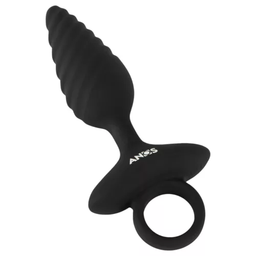 ANOS - bordázott vibrációs anál plug (fekete)