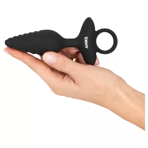 ANOS - bordázott vibrációs anál plug (fekete)
