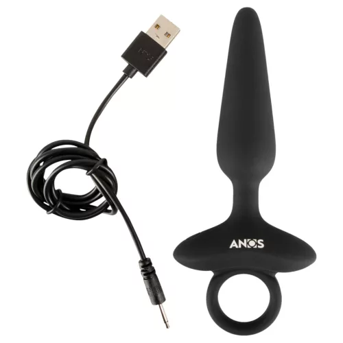 ANOS - vibrációs anál plug fogantyúval (fekete)