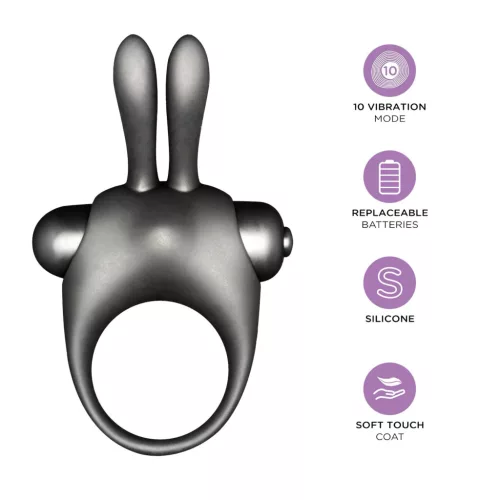 Orgie Orgasmic Bunny - vibrációs péniszgyűrű szett (fekete)