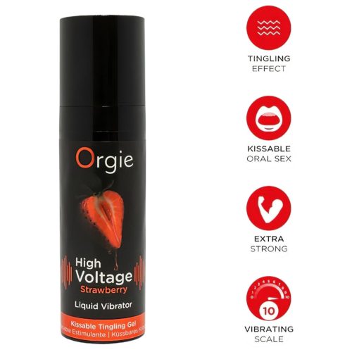 Orgie High Voltage - folyékony vibrátor - eper (15ml)