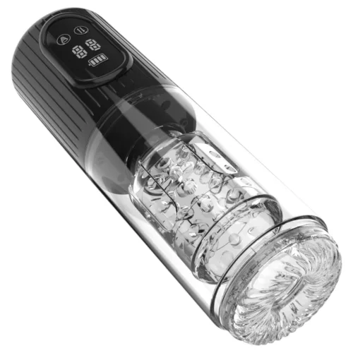 Men's Play - forgó, szívó, rezgő maszturbátor (fekete)