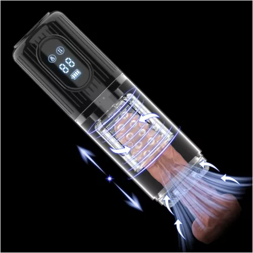 Men's Play - forgó, szívó, rezgő maszturbátor (fekete)