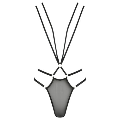 / Passion Devil Meggy - fém gyűrűs testhám body (fekete)