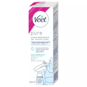   Veet Pure - szőrtelenítő krém bikinivonalra - érzékeny bőrre (100 ml)