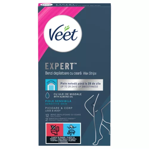 Veet Expert - szőrtelenítő gyantaszalagok - száraz bőrre (12 db)