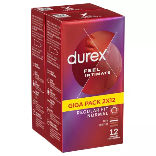 Durex Feel Intimate - vékonyfalú óvszer csomag (2 × 12 db)