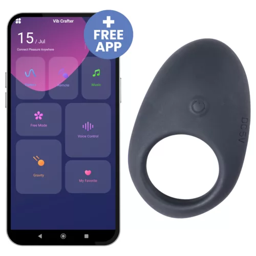 Desirel Halo – App-vezérelt vibrációs péniszgyűrű, férfiaknak (fekete)