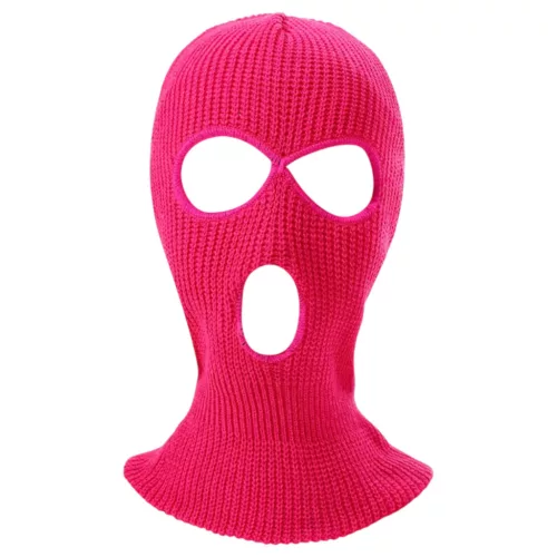 Balaclava - kötött szopóálarc 3 nyílással (sötét pink)