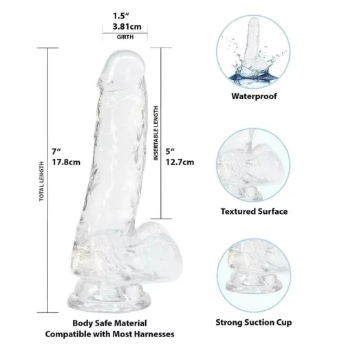 Addiction Crystal - tapadókorongos dildó (átlátszó) - 18 cm