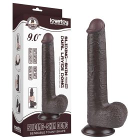   Lovetoy Sliding-Skin - tapadókorongos kétrétegű dildó - 20,8cm (barna)