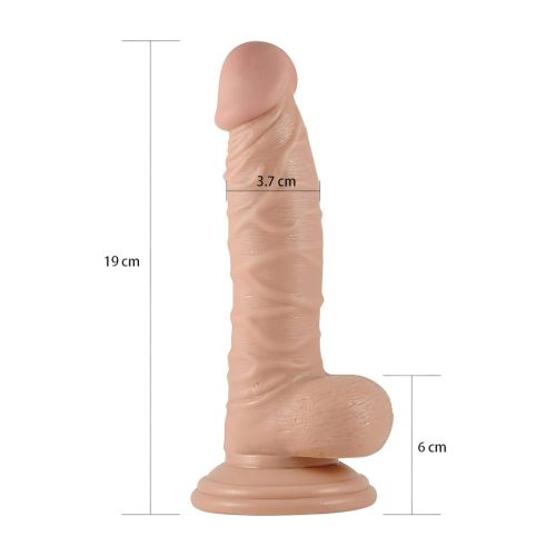 Lovetoy Real Extreme - tapadókorongos, herés G-pont dildó - 19cm (natúr)