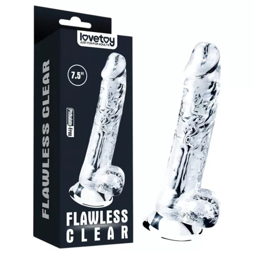 Lovetoy Flawless Clear - tapadókorongos dildó - 19 cm (átlátszó)