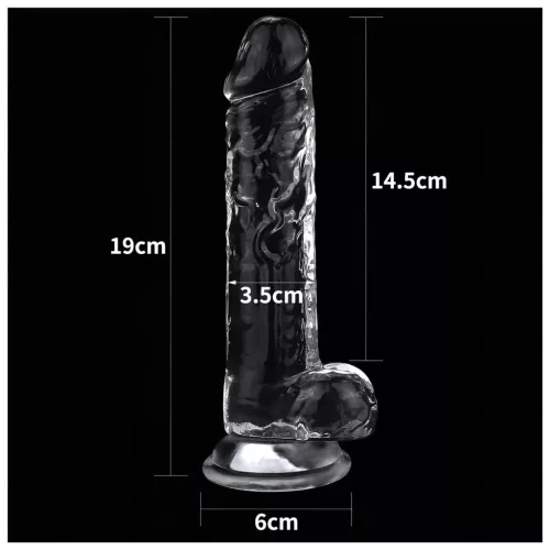 Lovetoy Flawless Clear - tapadókorongos dildó - 19 cm (átlátszó)