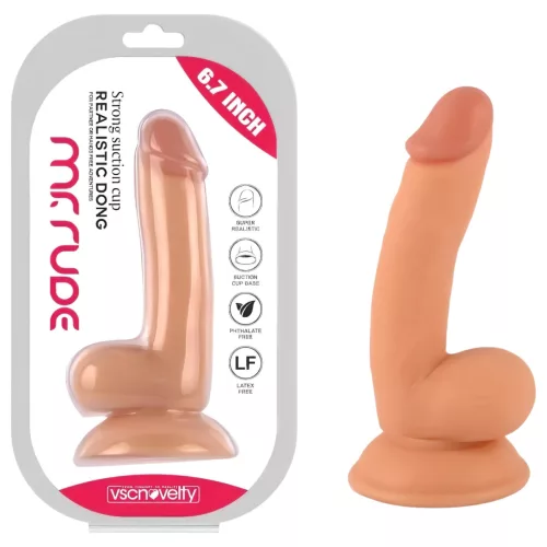 Mr. Rude - tapadókorongos, herés élethű dildó - 18cm (natúr)