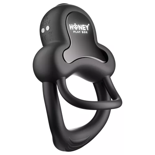 Honey Play Box Anello – App-vezérelt vibrációs pénisz- és heregyűrű, férfiaknak (fekete)