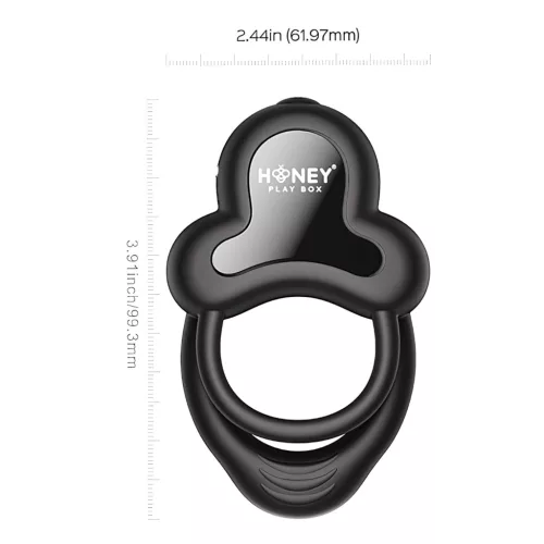 Honey Play Box Anello – App-vezérelt vibrációs pénisz- és heregyűrű, férfiaknak (fekete)