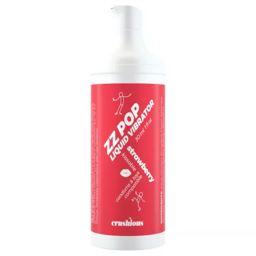 Crushious ZZ Pop - csókolható folyékony vibrátor eper (30ml)