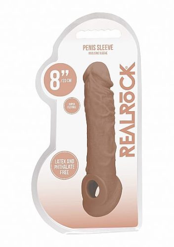 RealRock Penis Sleeve 8 - péniszköpeny (21cm) - sötét natúr