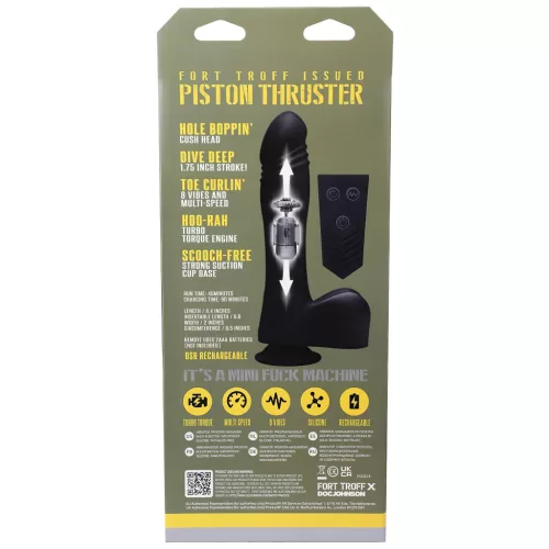 Doc Johnson Mini F-Machine Piston - távirányítós lökő vibrátor (fekete)