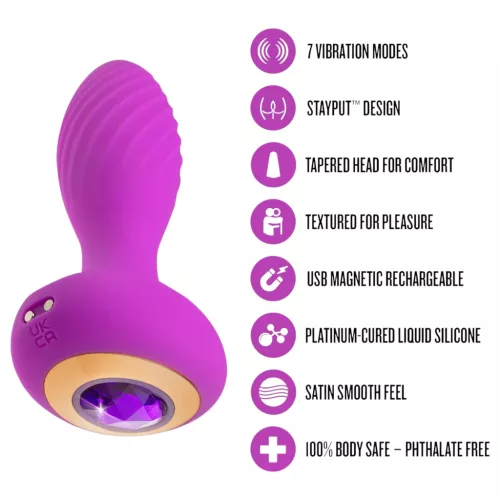 Oh My Gem - vibrációs anál plug kővel (lila)