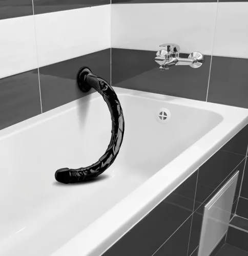 Hosed Anal Snake 19 - tapadókorongos anál dildó (fekete)