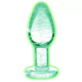   Booty Sparks Glow in the Dark M - üveg butt plug (átlátszó)